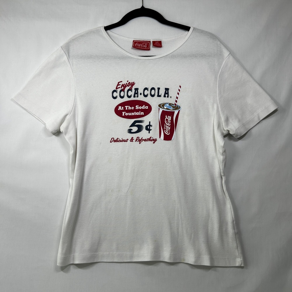 Vintage Coca-Cola Soda Fountain Graphic T-Shirt 16W Y2K Woman
